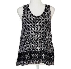 Loft Ann Taylor Embroidered Black and White Blouse - Size XS
